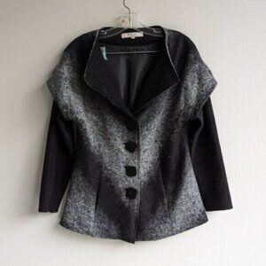 NESS black & gray ombre acrylic wool-like trapeze style coat
